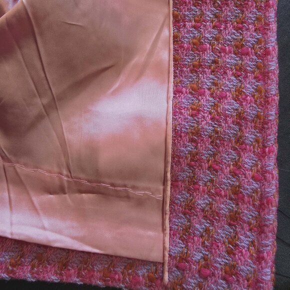 VINTAGE HAND STITCHED DOUBLE-BREASTED WOOL FEEL PINK COAT. WOMENS SMALL - Picture 13 of 16